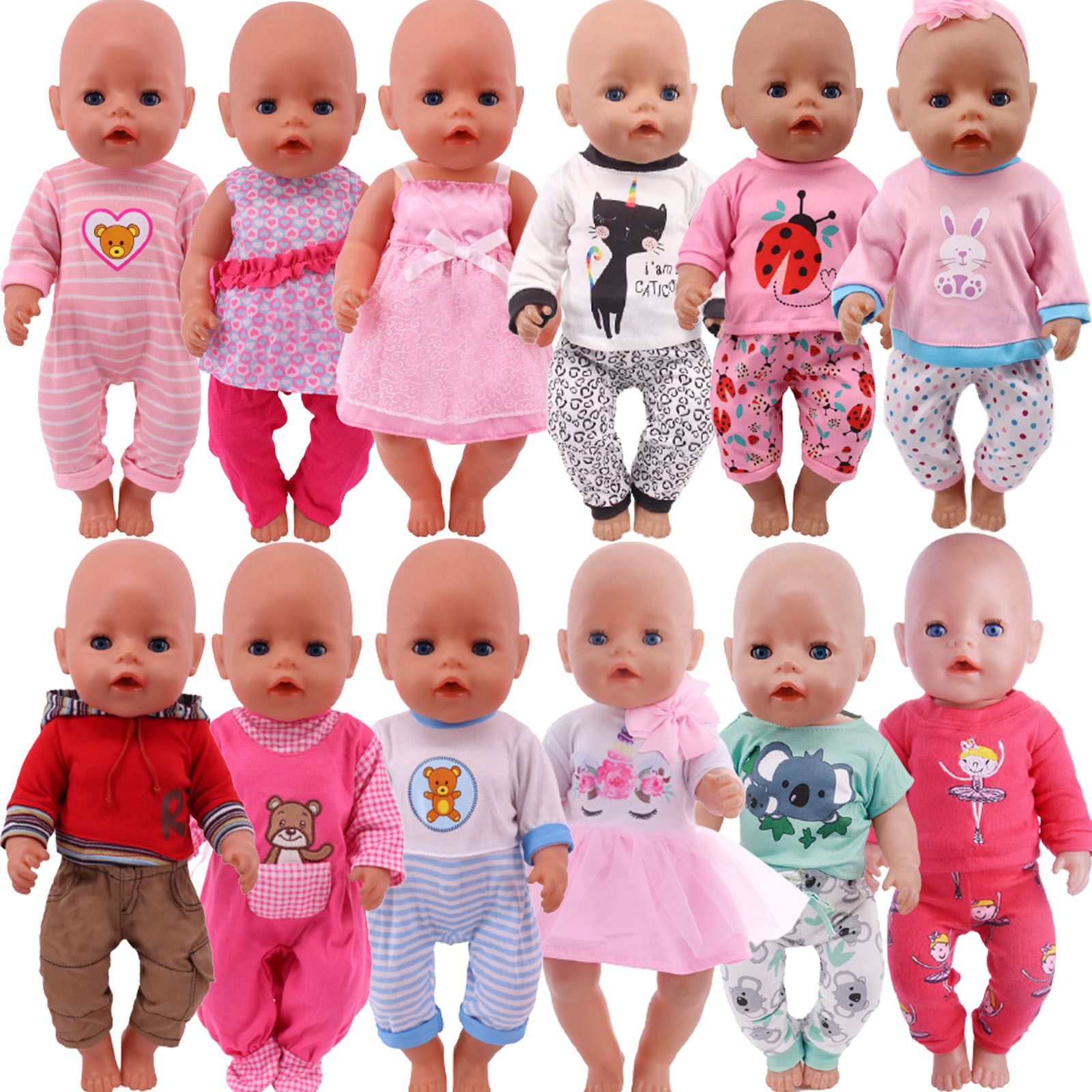 인형 잠옷 한 벌 맞는 18 인치 미국 43CM, 신생아 아기 인형 의류 액세서리 Nenuco Ropa 제너레이션 소녀 장난감